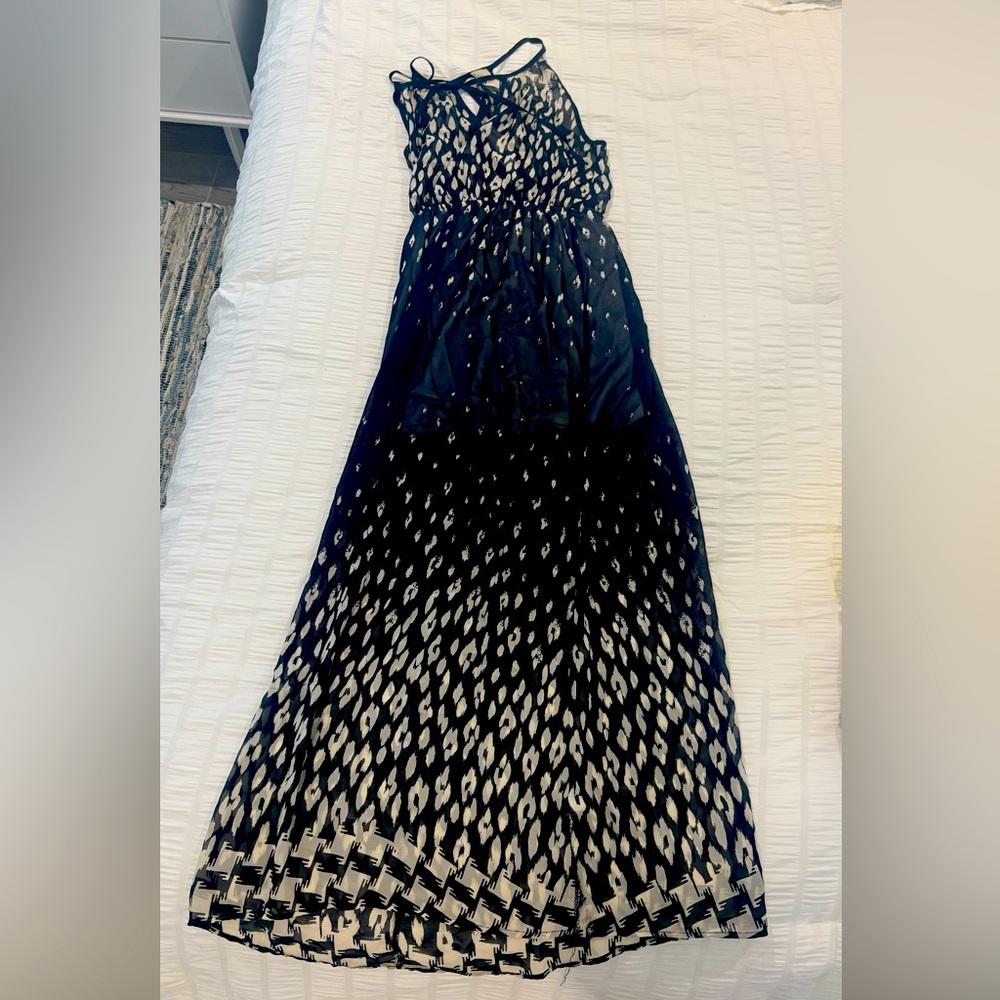 Navy blue & white maxi dress